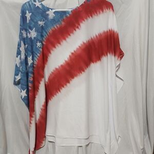 Cloth And Portrait  Shirt Size L Red White And Blue